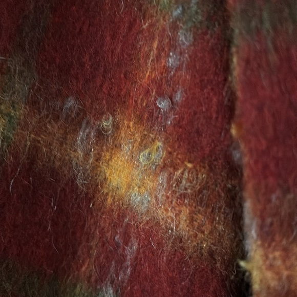 Sasha red fall leaves color wool blend jacket zipper sz 16 funnel neck plaid - Picture 10 of 16